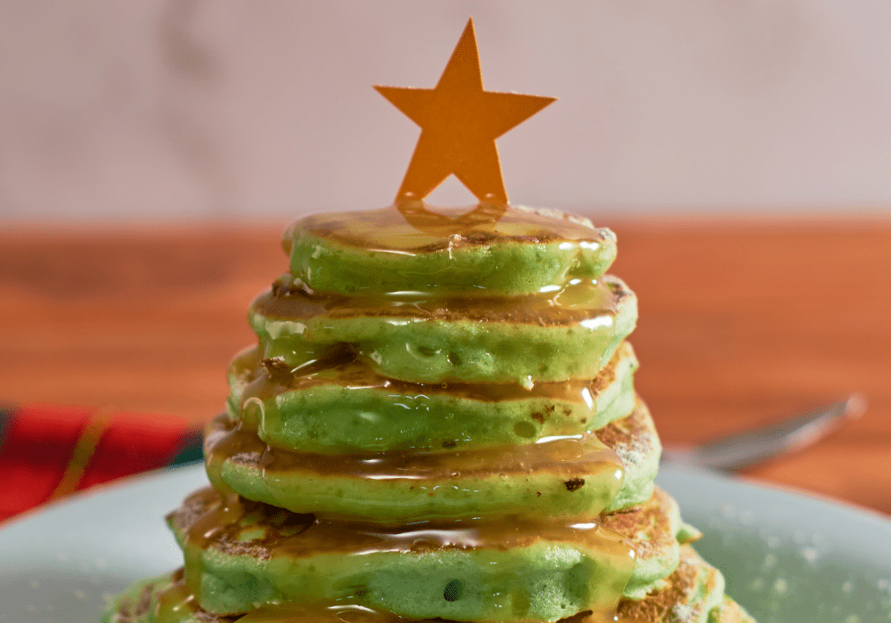 Festive stack of pancakes